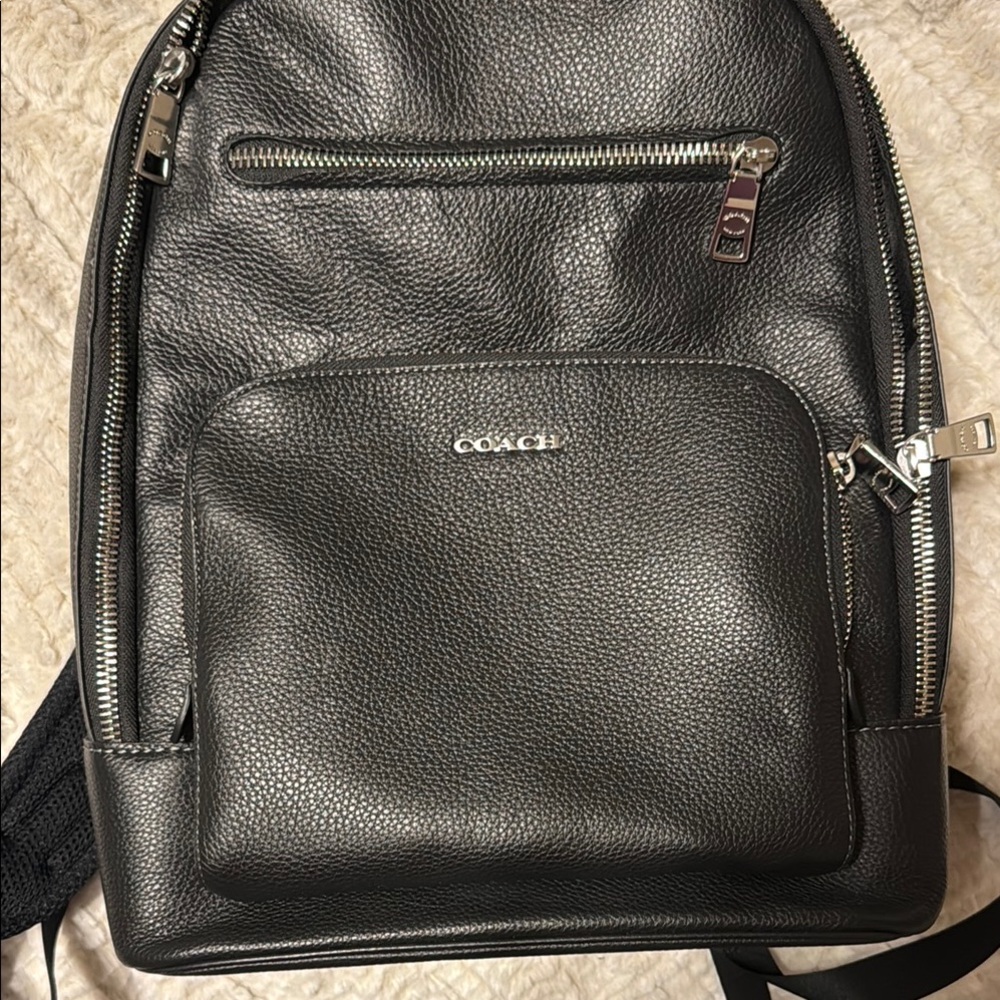 Coach Black Leather Backpack